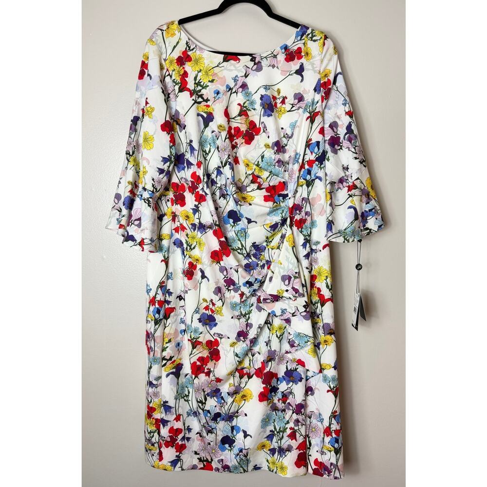 ADRIANNA PAPELL NWT DRESS WEDDING GUEST COCKTAIL SHORT FLORAL GARDEN PARTY PLUS - Picture 2 of 13